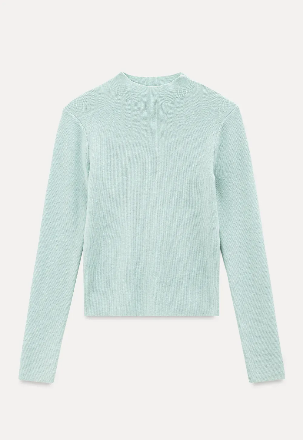 High Neck Long Sleeve Wool Knit Sweater