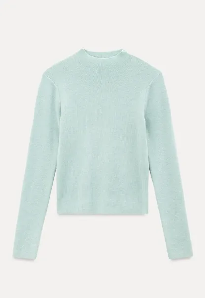 High Neck Long Sleeve Wool Knit Sweater