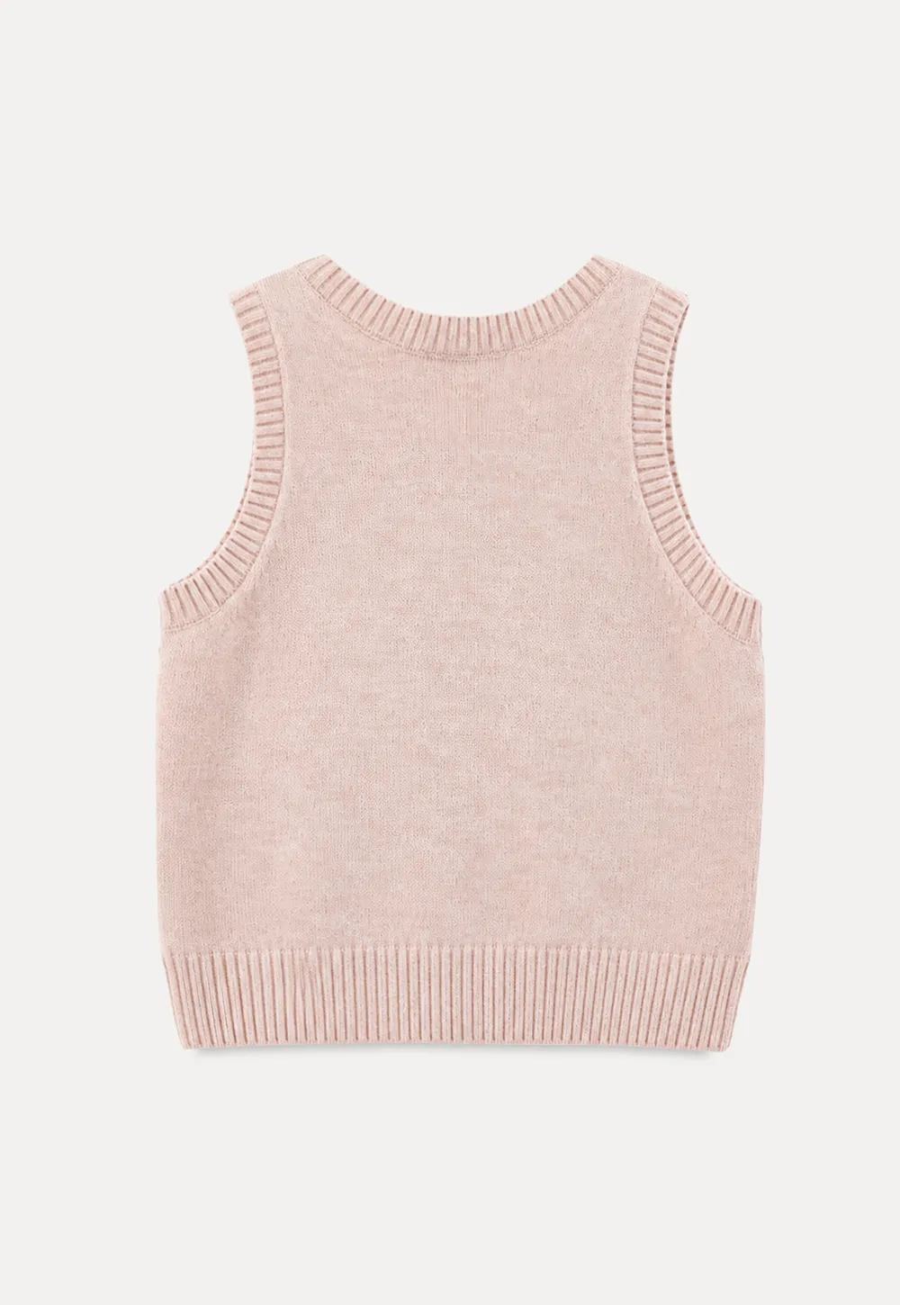 Pearl Embellished V Neck Ribbed Hem Knit Vest