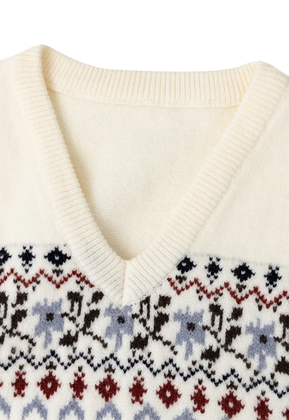 Fair Isle Patterned V Neck Knit Vest