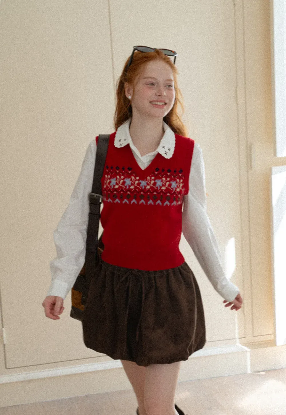 Fair Isle Patterned V Neck Knit Vest
