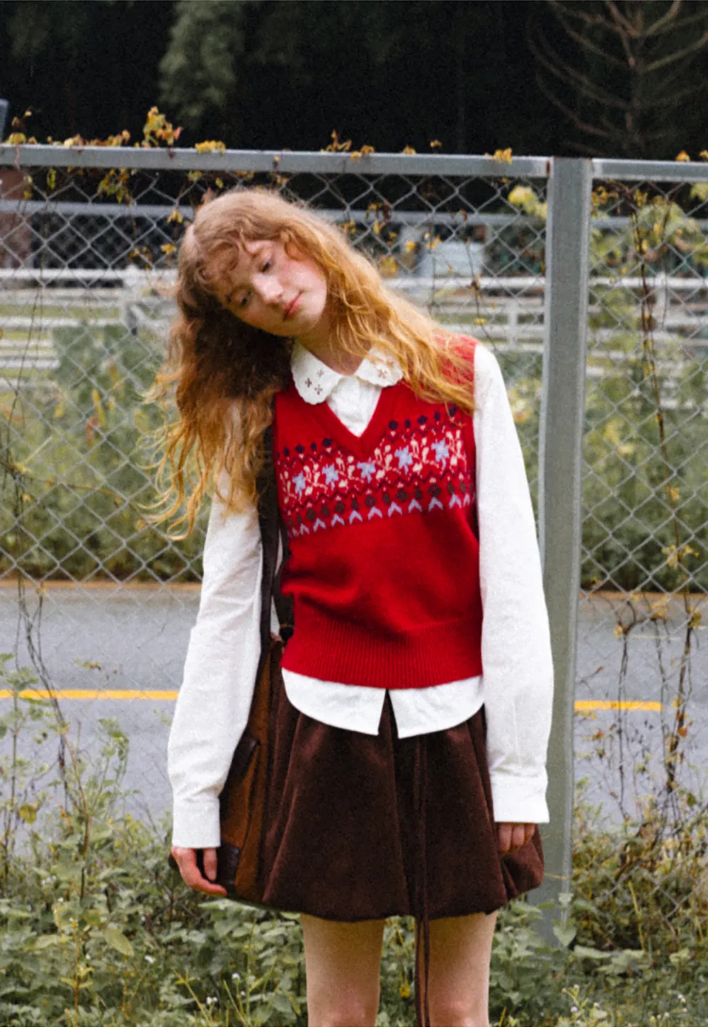 Fair Isle Patterned V Neck Knit Vest