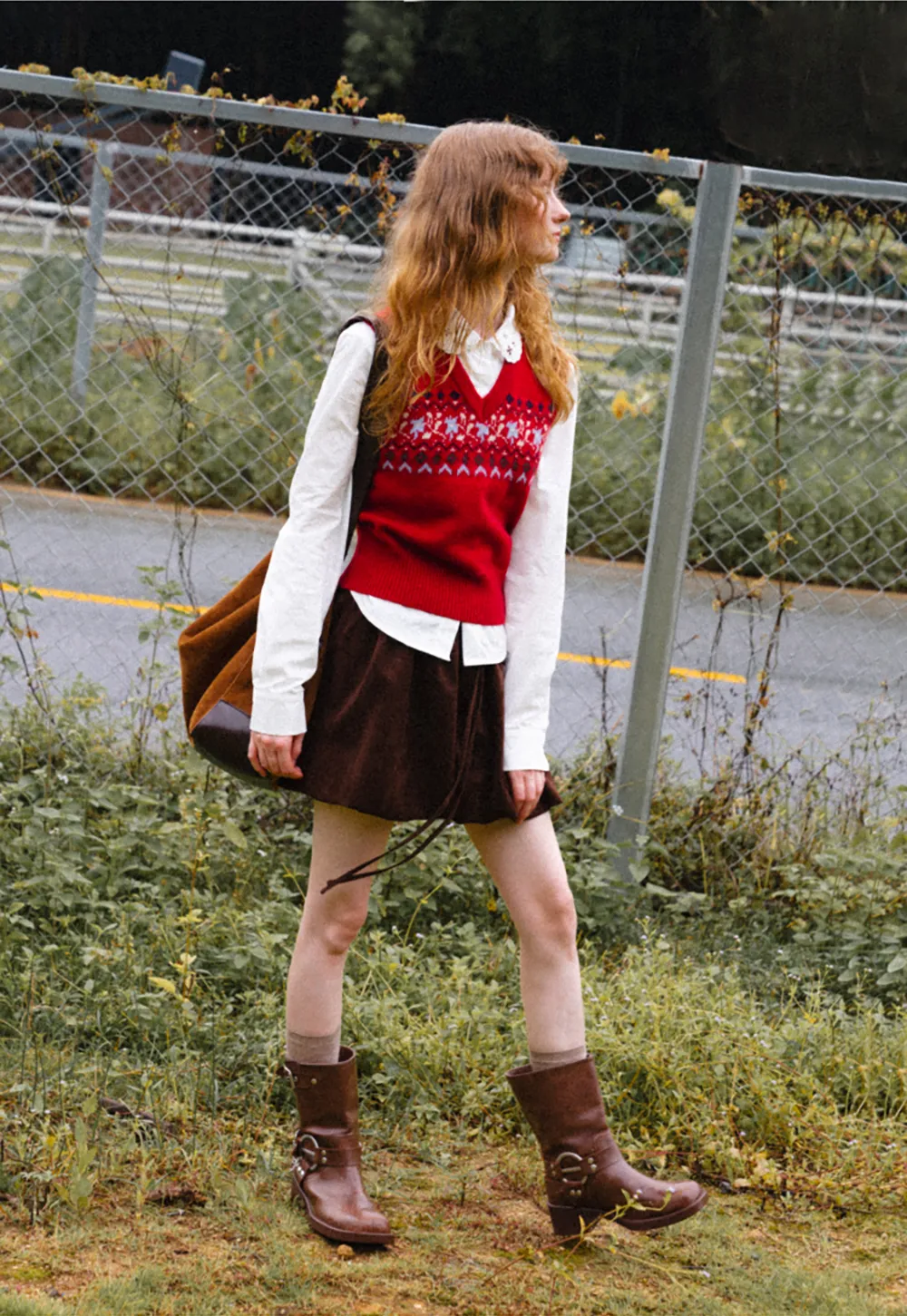 Fair Isle Patterned V Neck Knit Vest