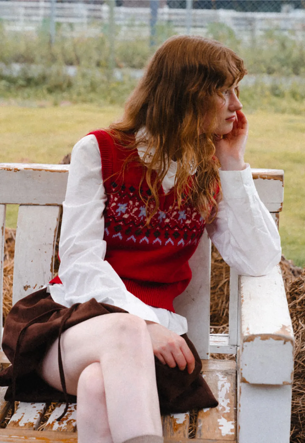 Fair Isle Patterned V Neck Knit Vest