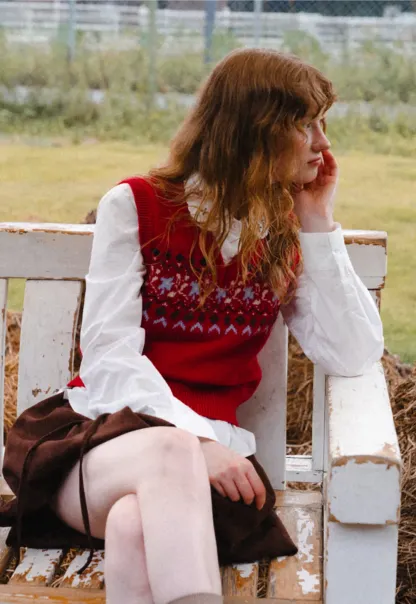 Fair Isle Patterned V Neck Knit Vest