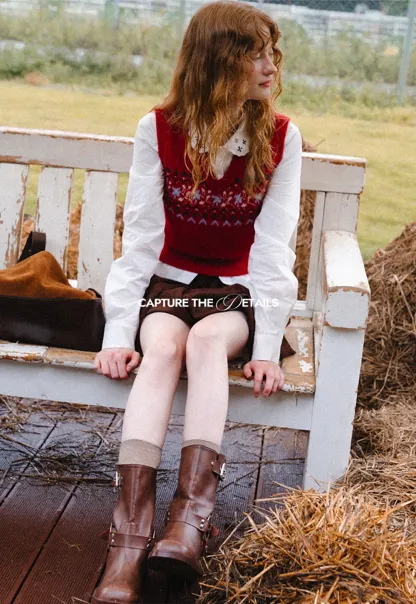 Fair Isle Patterned V Neck Knit Vest
