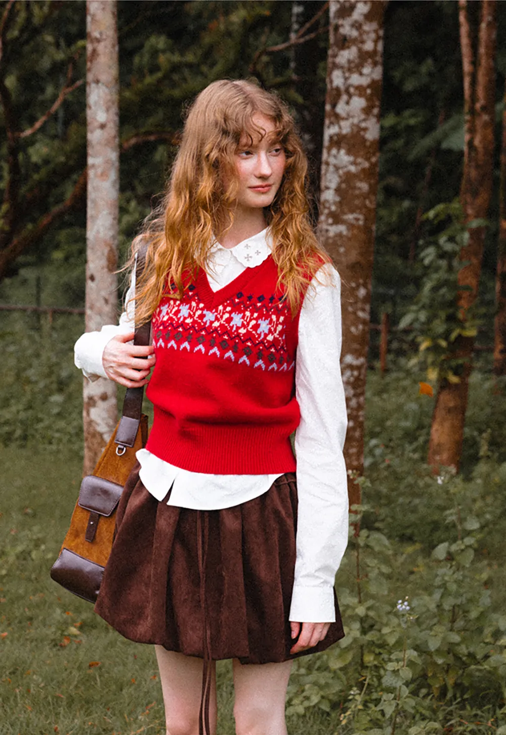 Fair Isle Patterned V Neck Knit Vest
