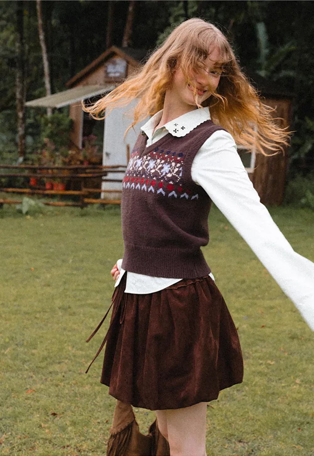 Fair Isle Patterned V Neck Knit Vest