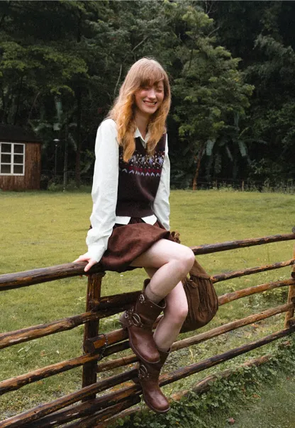 Fair Isle Patterned V Neck Knit Vest