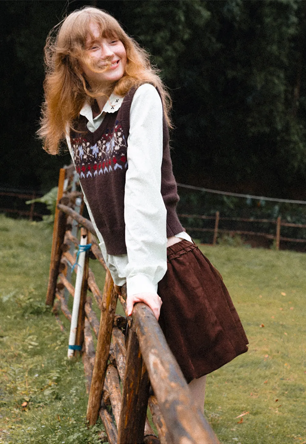 Fair Isle Patterned V Neck Knit Vest