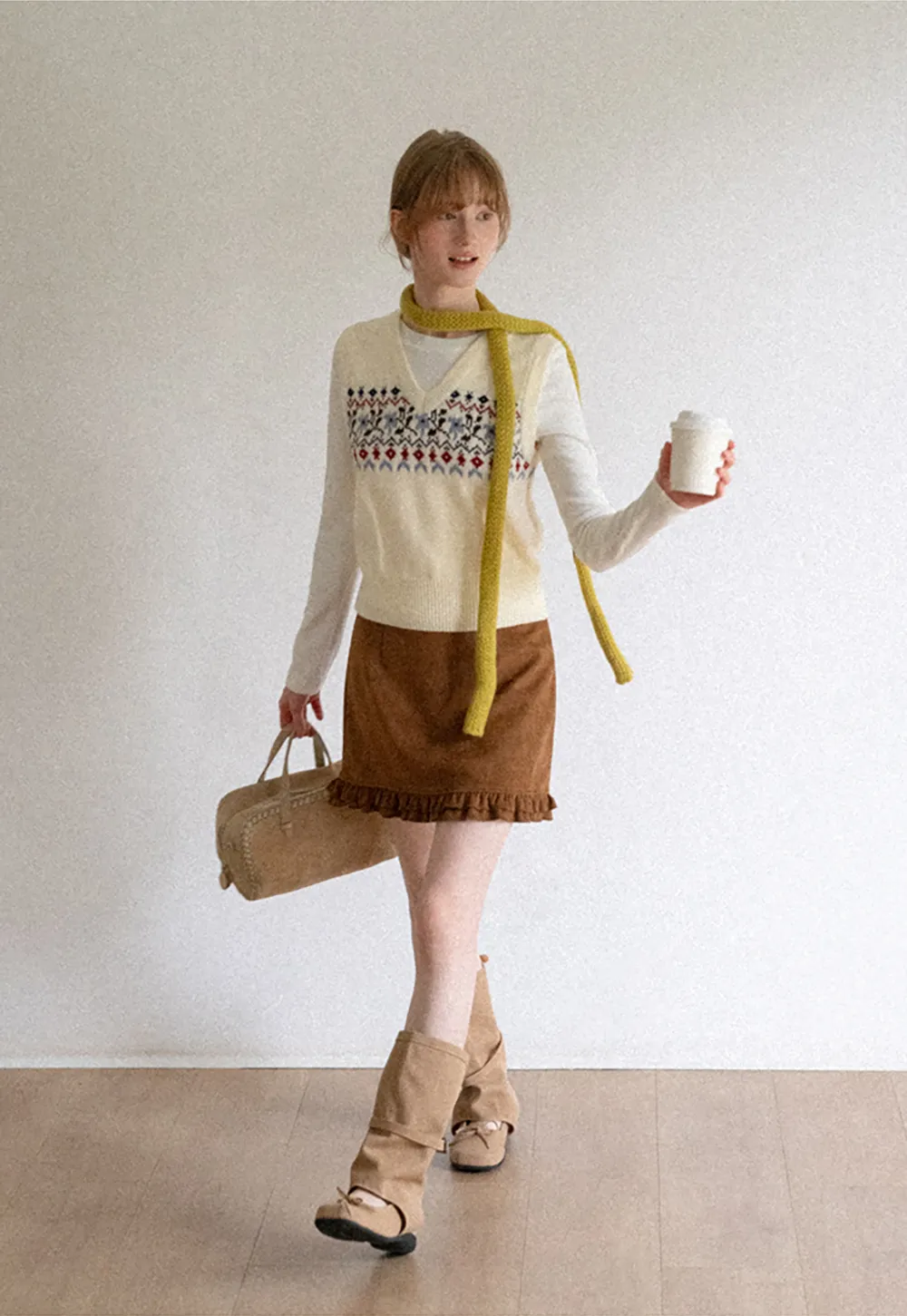Fair Isle Patterned V Neck Knit Vest