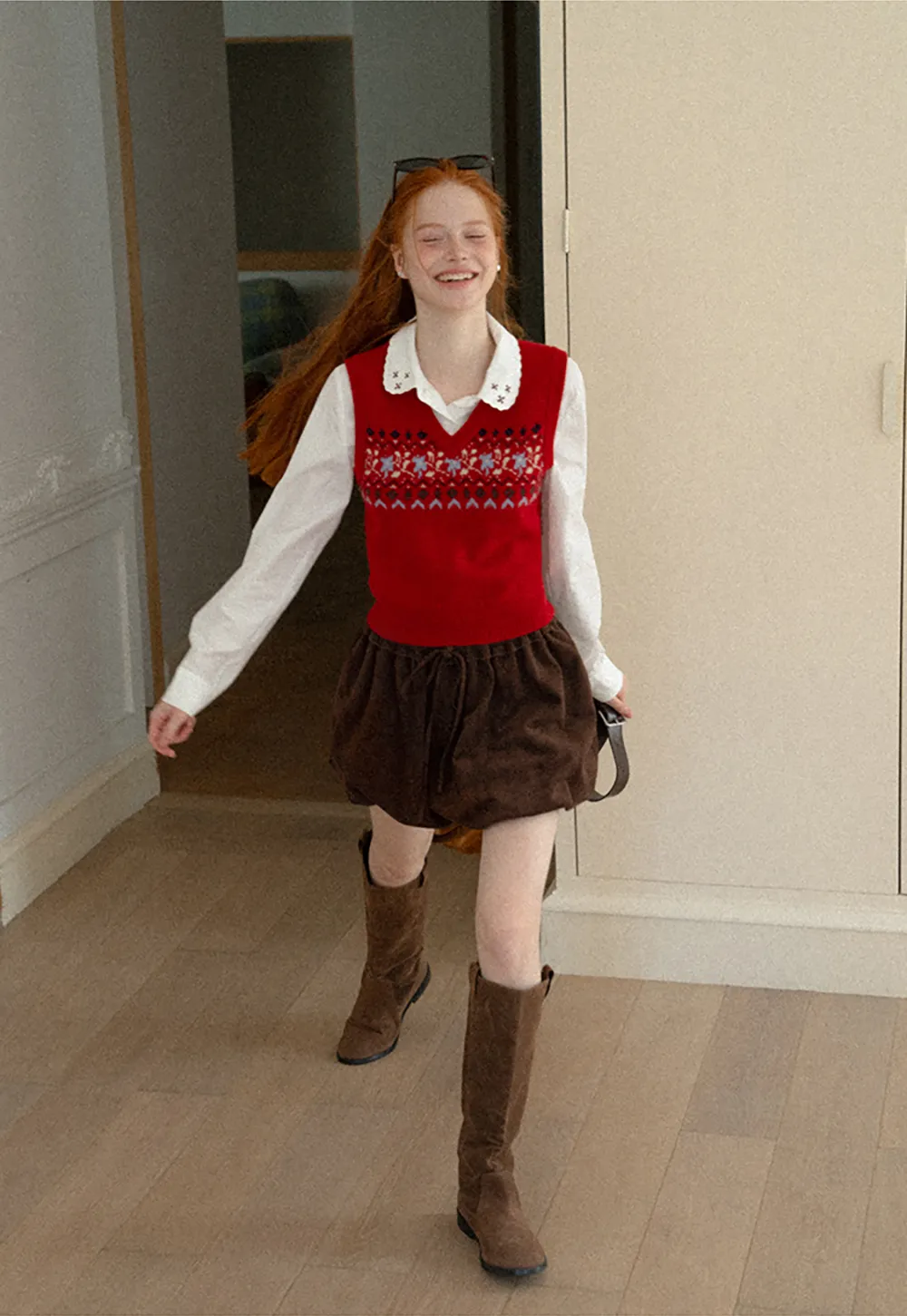 Fair Isle Patterned V Neck Knit Vest