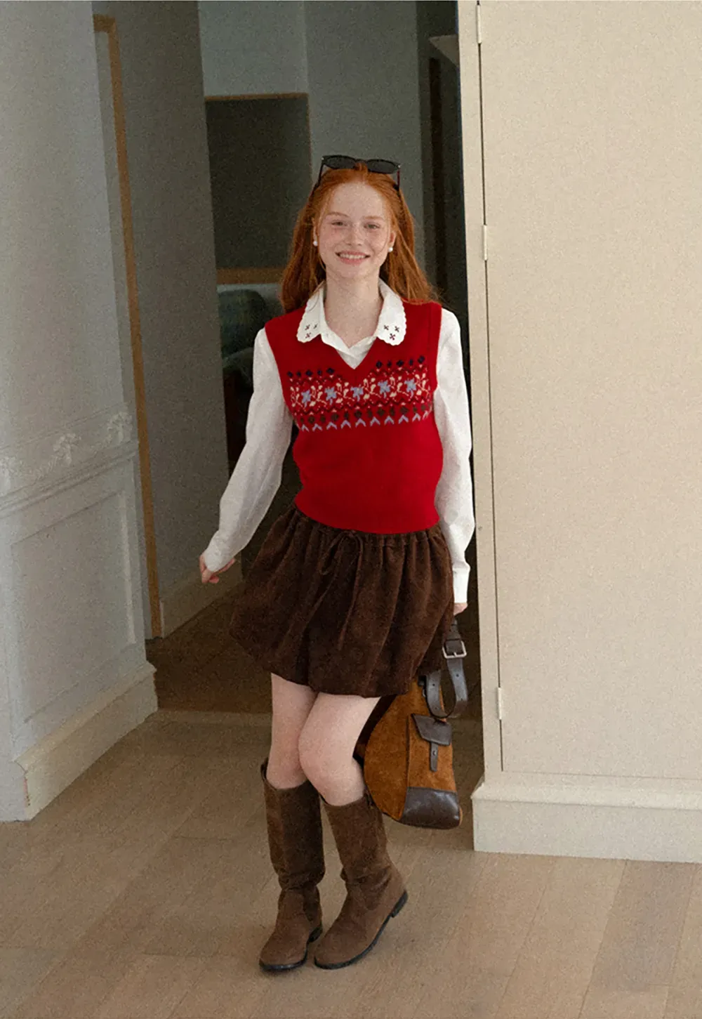Fair Isle Patterned V Neck Knit Vest