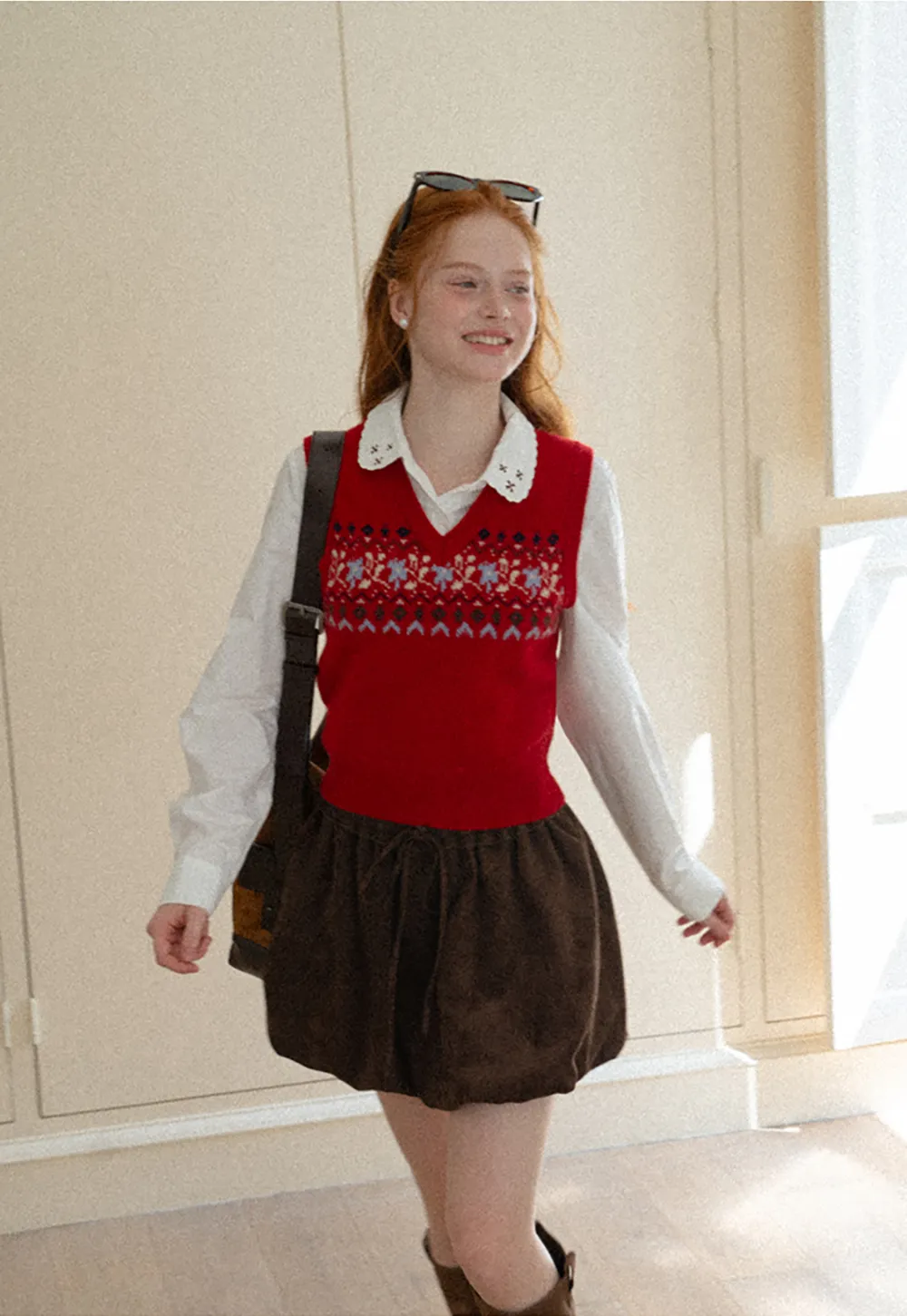 Fair Isle Patterned V Neck Knit Vest