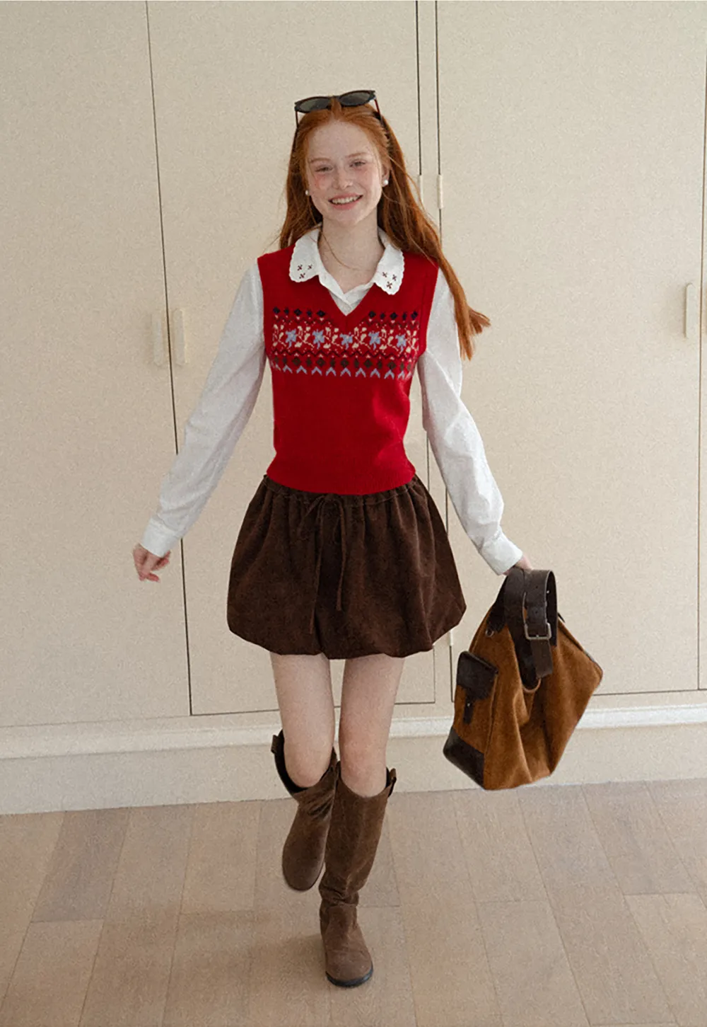 Fair Isle Patterned V Neck Knit Vest