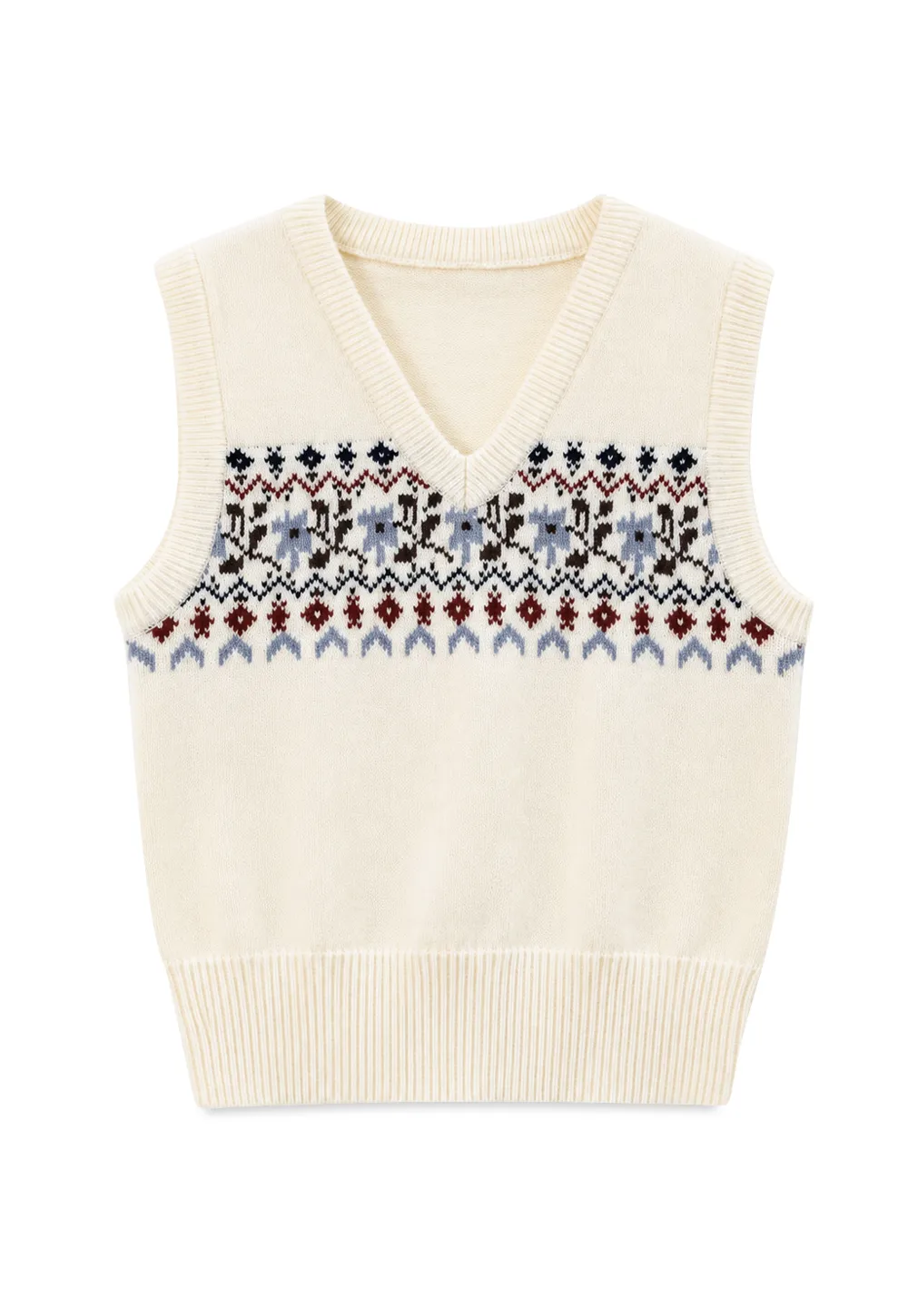 Fair Isle Patterned V Neck Knit Vest