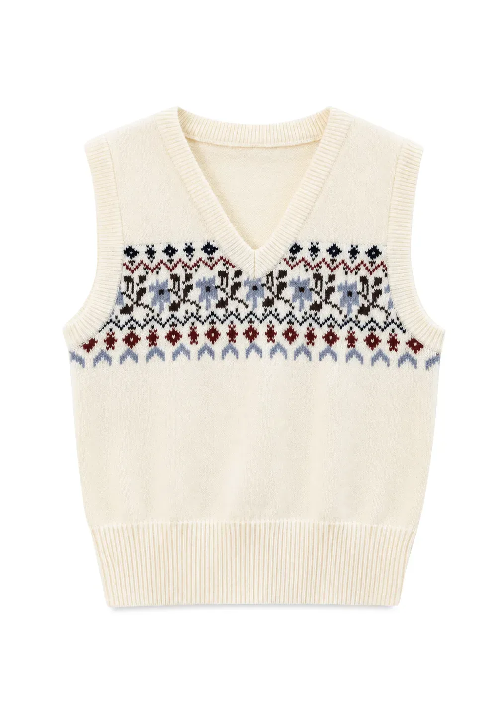 Fair Isle Patterned V Neck Knit Vest