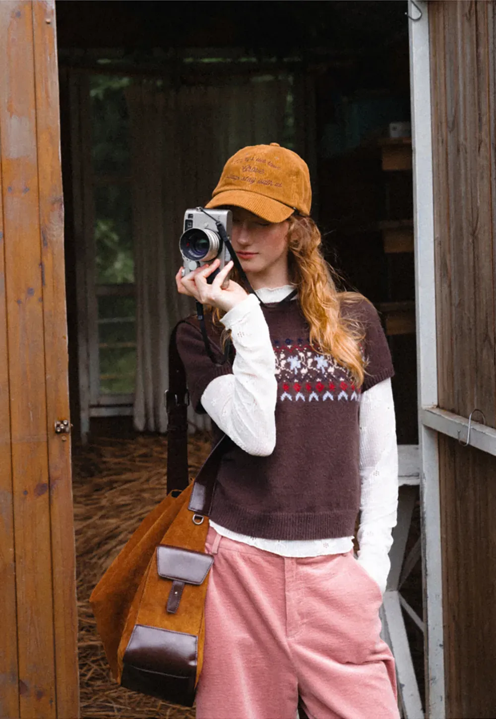 Fair Isle Patterned Short Sleeve Knit Sweater