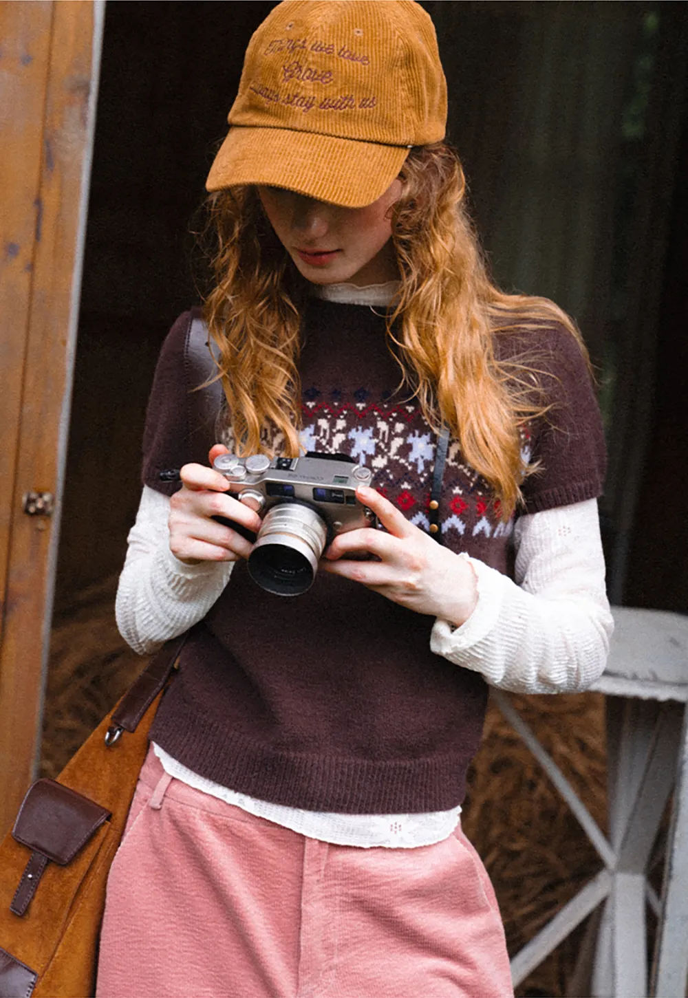 Fair Isle Patterned Short Sleeve Knit Sweater