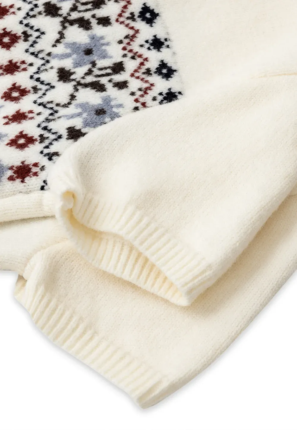 Fair Isle Patterned Short Sleeve Knit Sweater