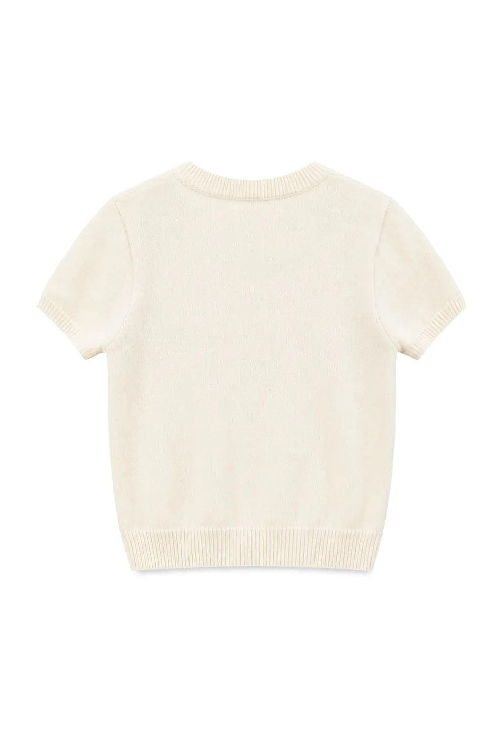 Fair Isle Patterned Short Sleeve Knit Sweater