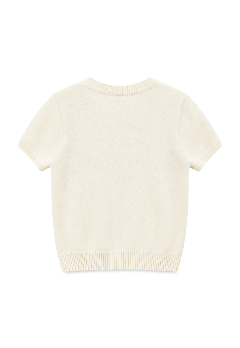 Fair Isle Patterned Short Sleeve Knit Sweater