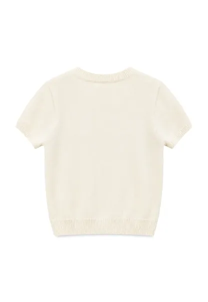 Fair Isle Patterned Short Sleeve Knit Sweater