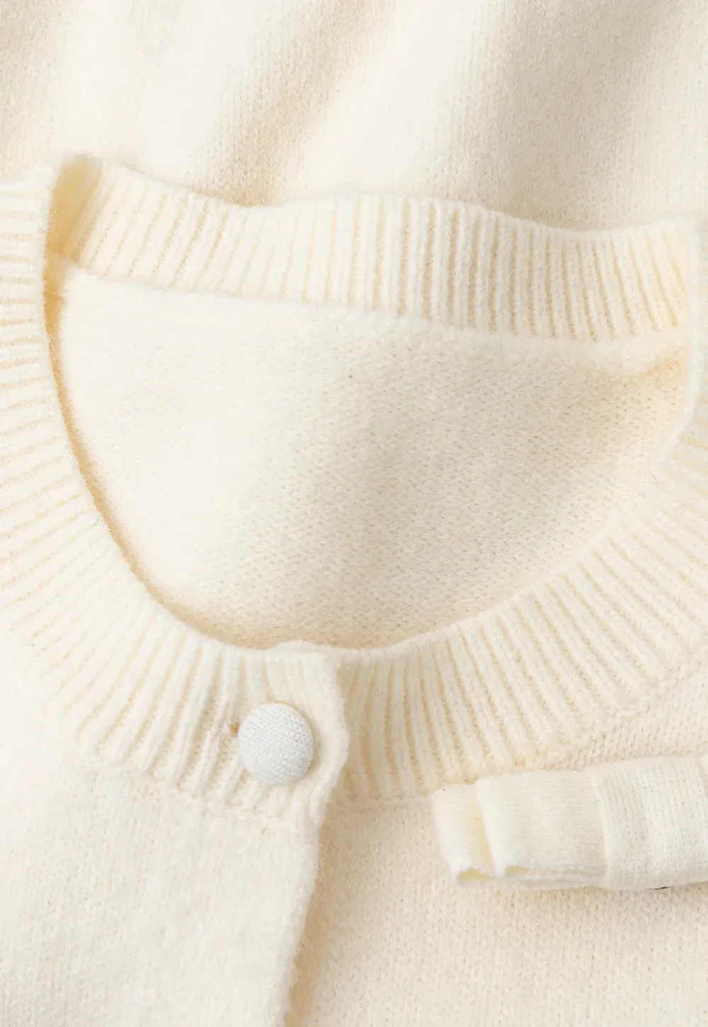Ruffled Collar Button Front Knit Cardigan