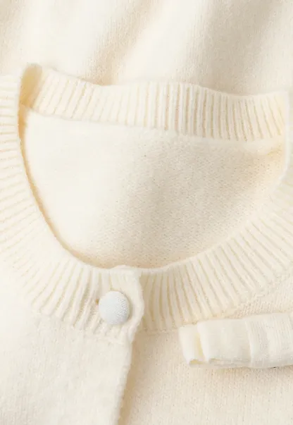 Ruffled Collar Button Front Knit Cardigan