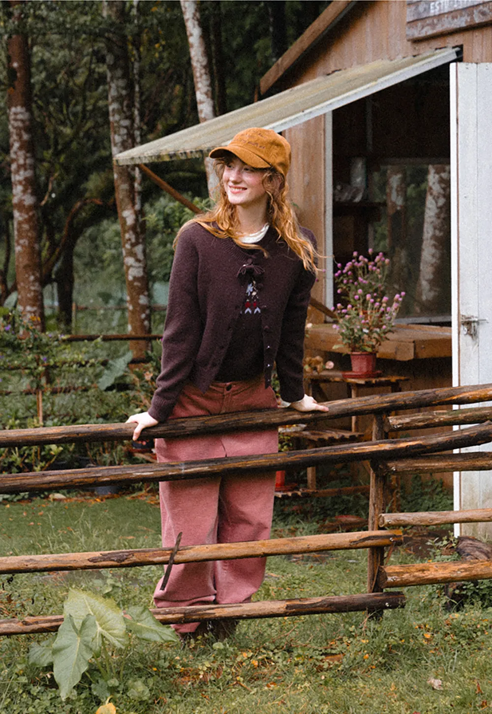 Ruffled Collar Button Front Knit Cardigan