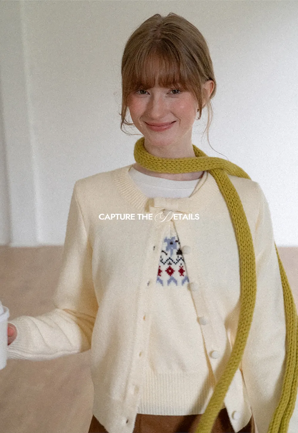 Ruffled Collar Button Front Knit Cardigan