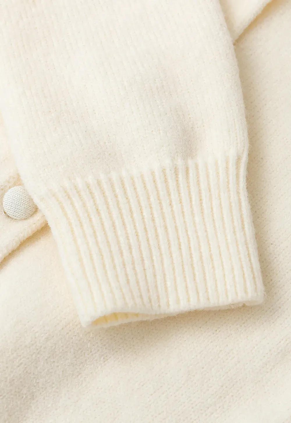 Ruffled Collar Button Front Knit Cardigan
