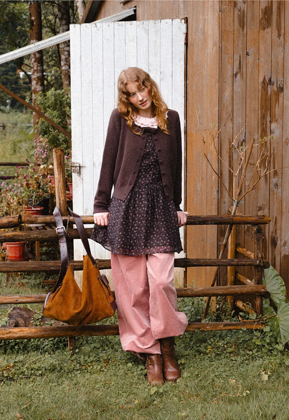 Ruffled Collar Button Front Knit Cardigan