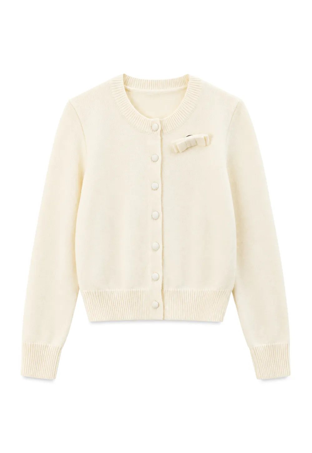 Ruffled Collar Button Front Knit Cardigan