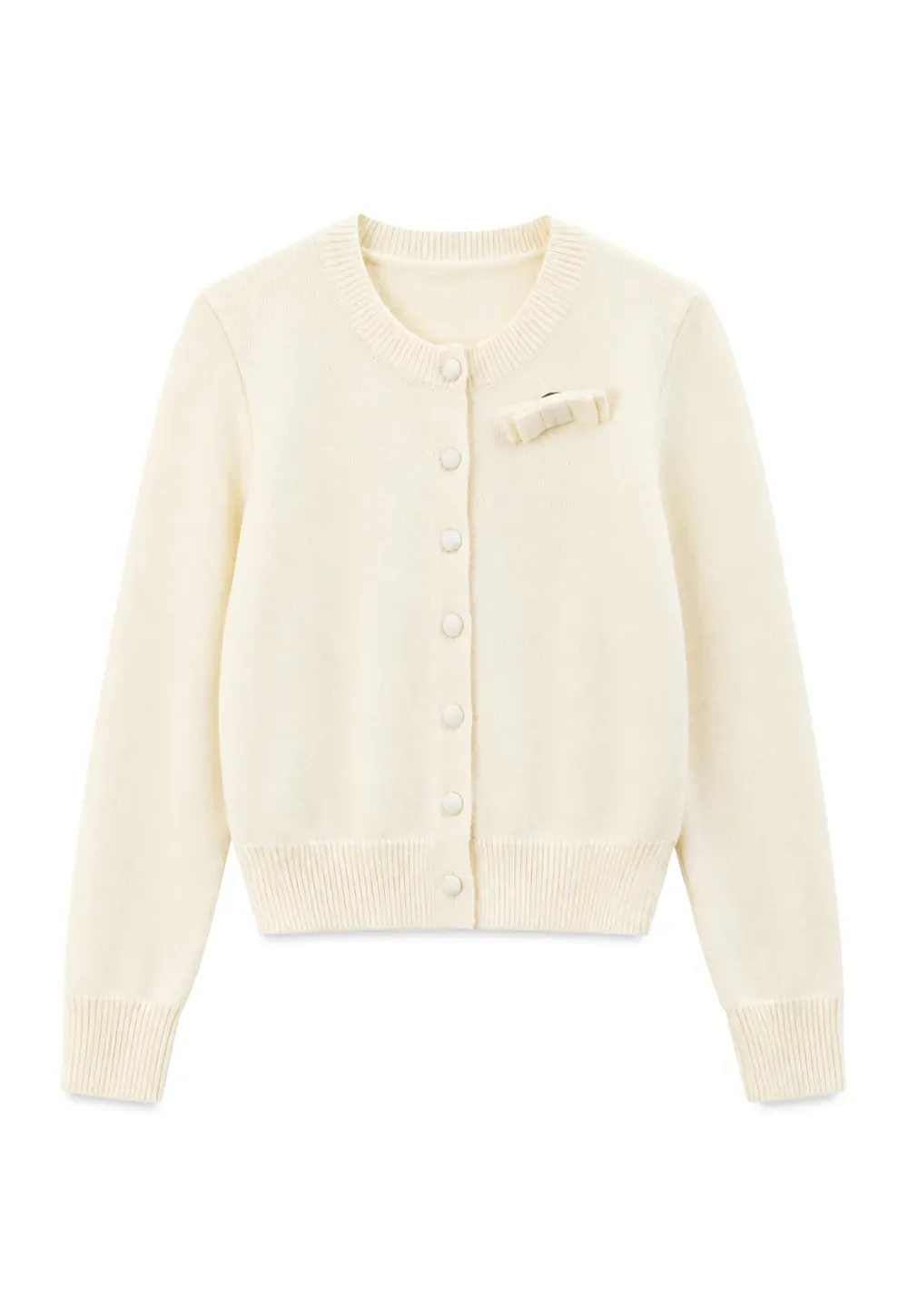 Ruffled Collar Button Front Knit Cardigan