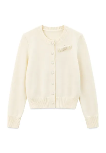 Ruffled Collar Button Front Knit Cardigan