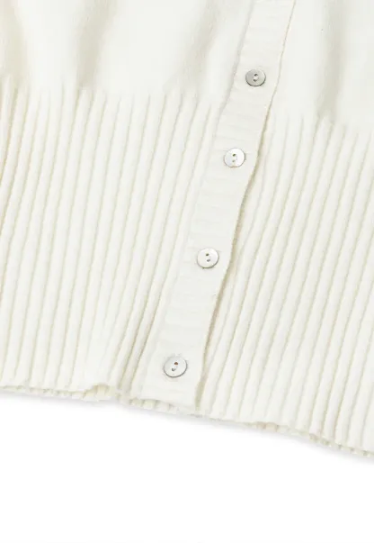 V Neck Lace Trim Ribbed Knit Cardigan