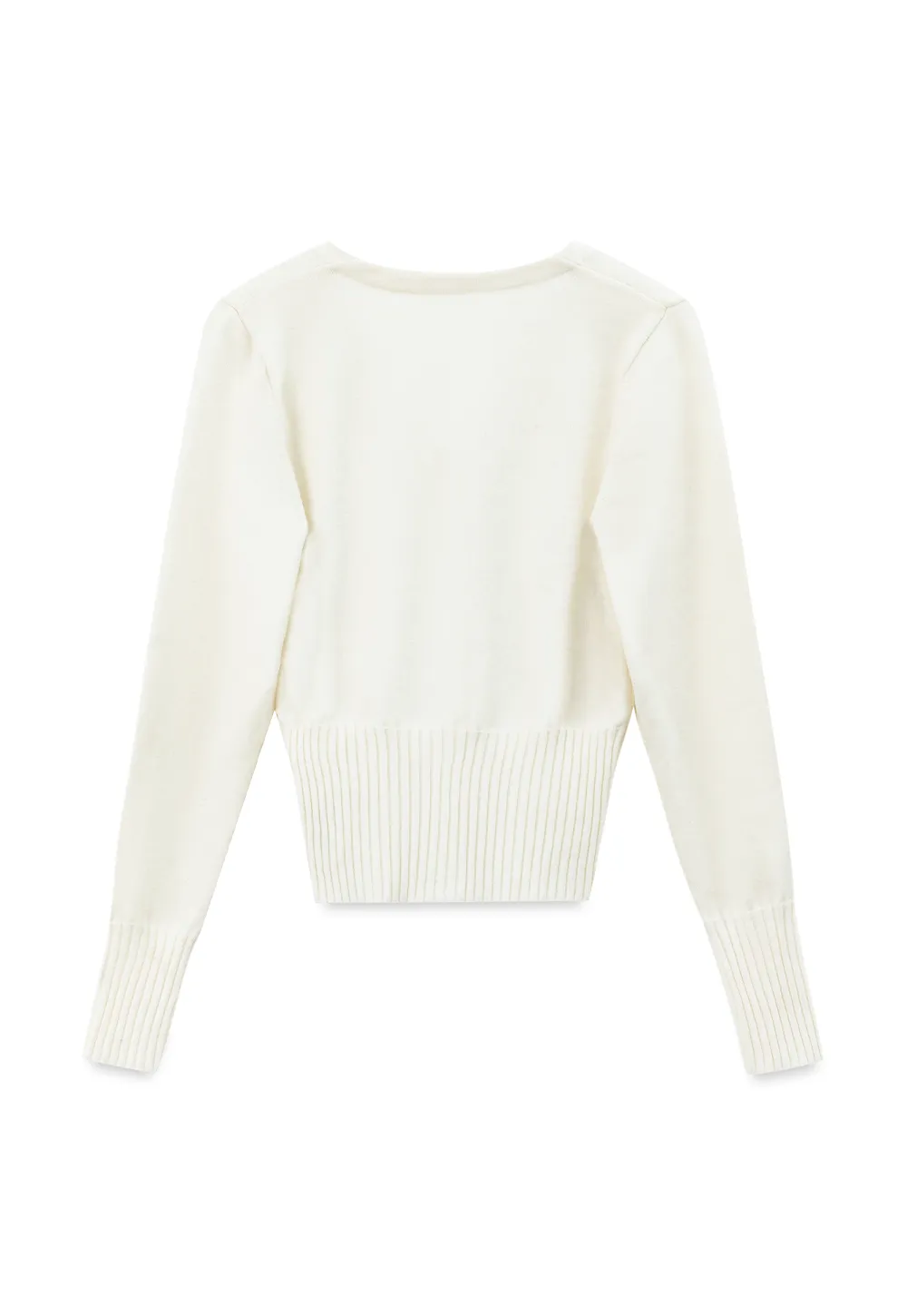 V Neck Lace Trim Ribbed Knit Cardigan