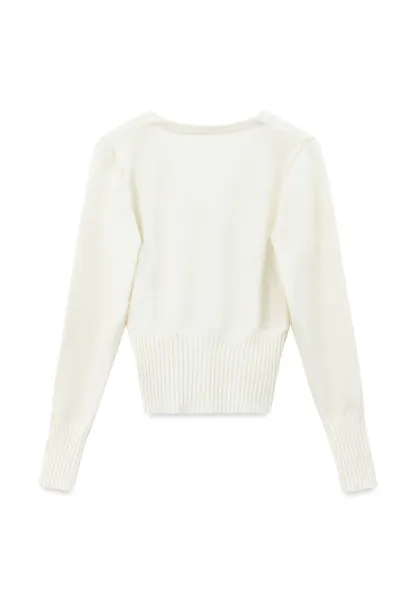 V Neck Lace Trim Ribbed Knit Cardigan