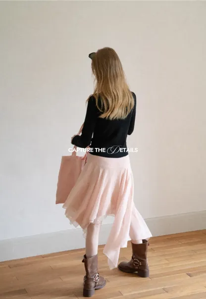 Keyhole Neck Long Sleeve Wool Knit Sweater