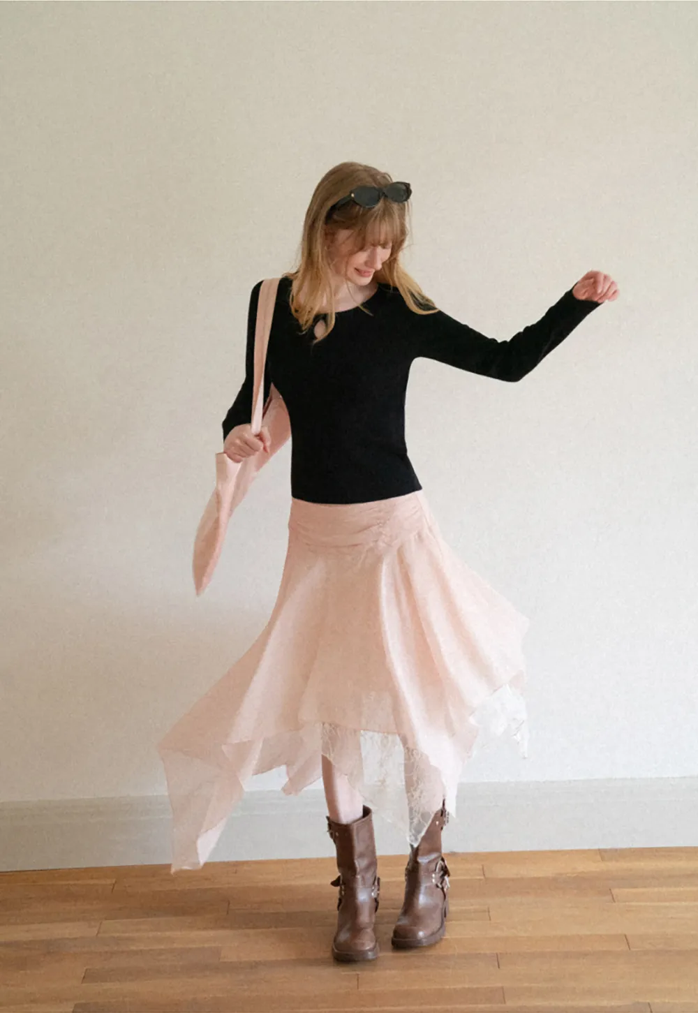 Keyhole Neck Long Sleeve Wool Knit Sweater