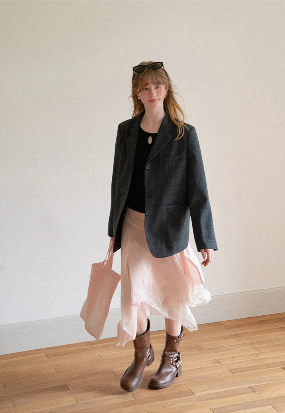 Keyhole Neck Long Sleeve Wool Knit Sweater