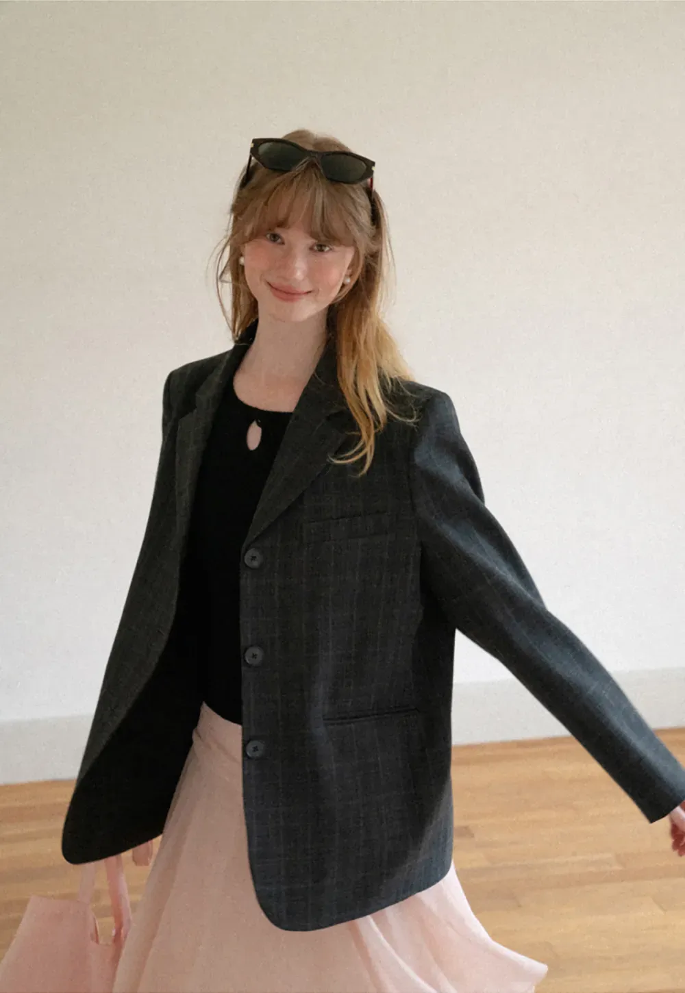 Keyhole Neck Long Sleeve Wool Knit Sweater