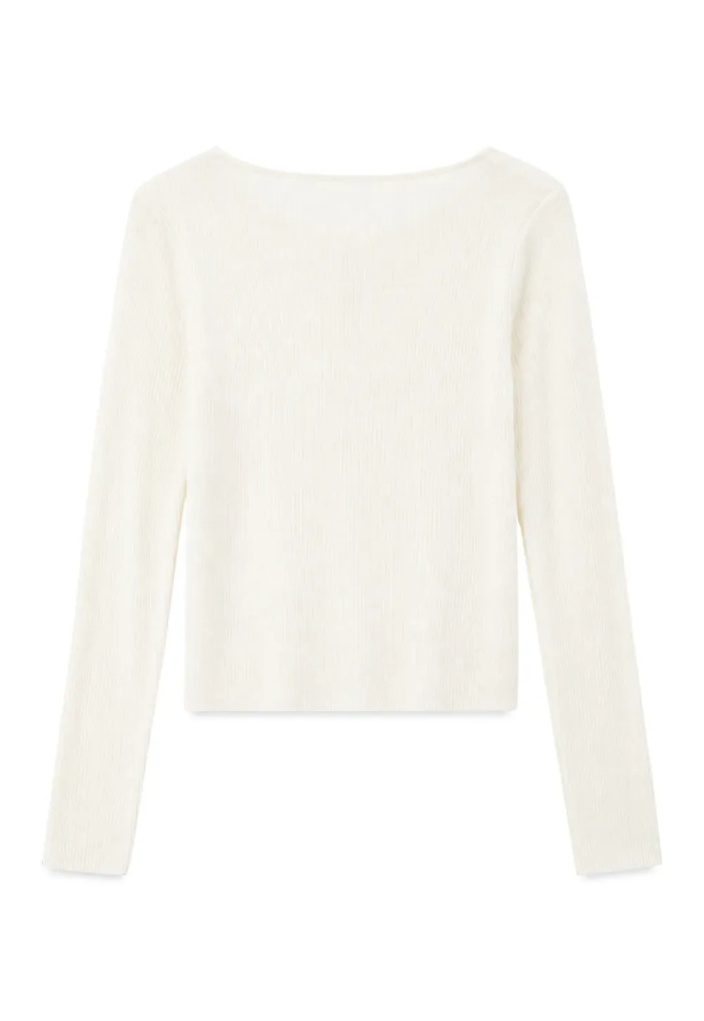 Keyhole Neck Long Sleeve Wool Knit Sweater