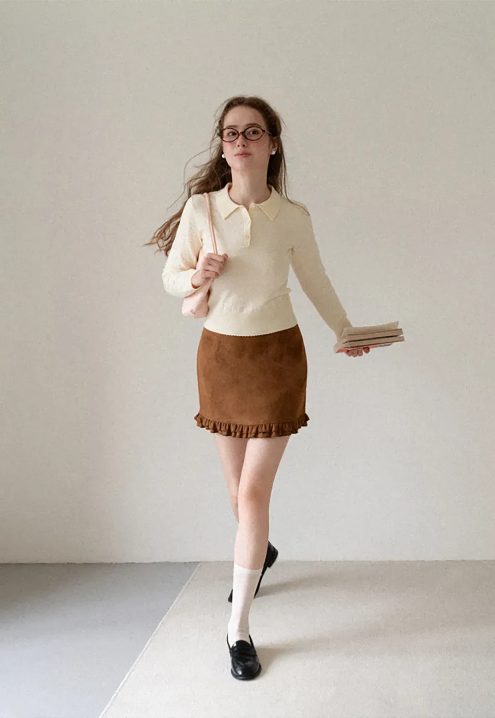 Collar Neck Long Sleeve Knit Sweater