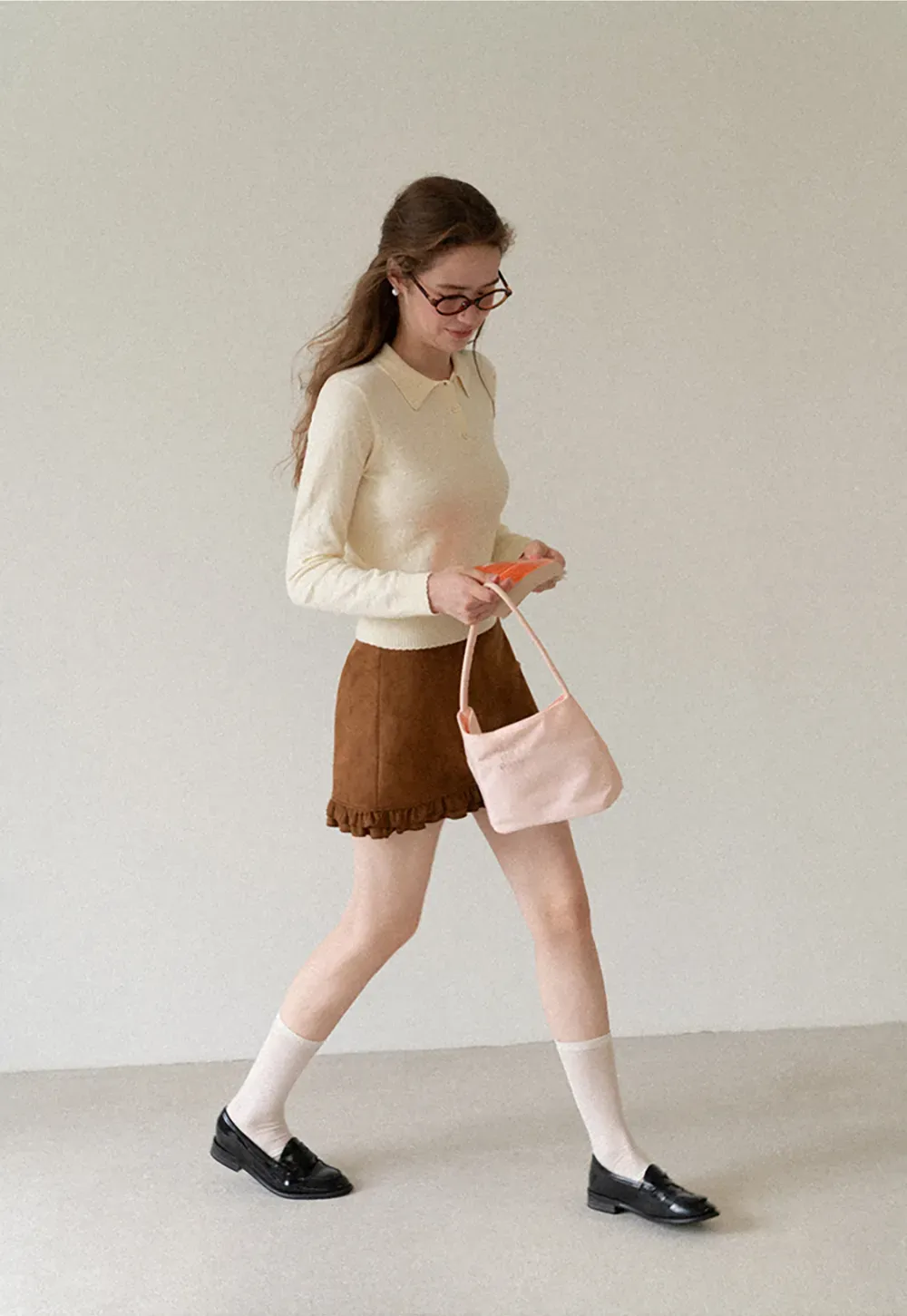 Collar Neck Long Sleeve Knit Sweater