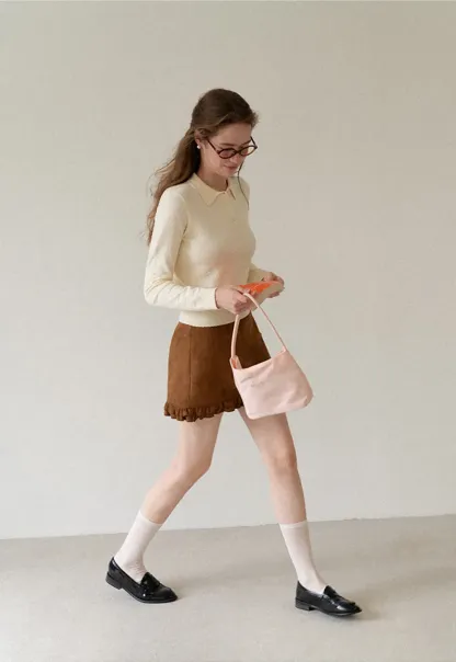 Collar Neck Long Sleeve Knit Sweater