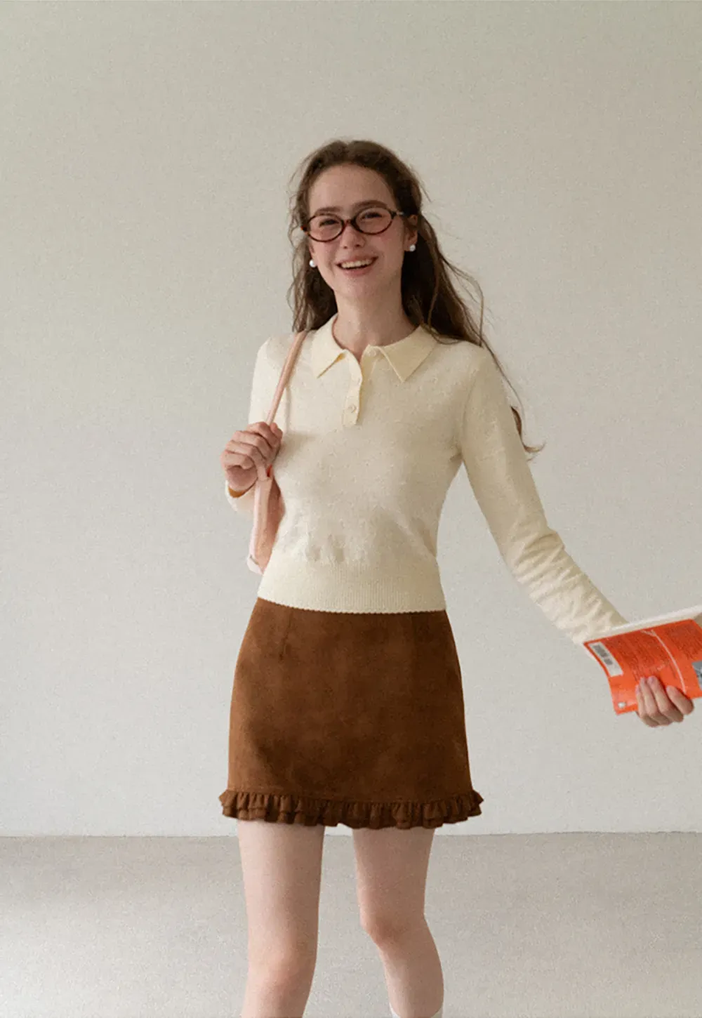 Collar Neck Long Sleeve Knit Sweater