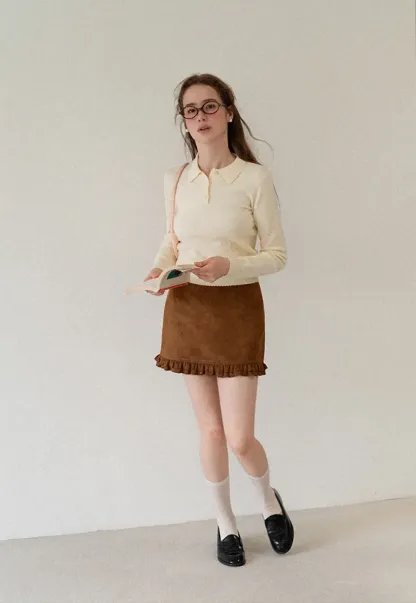 Collar Neck Long Sleeve Knit Sweater