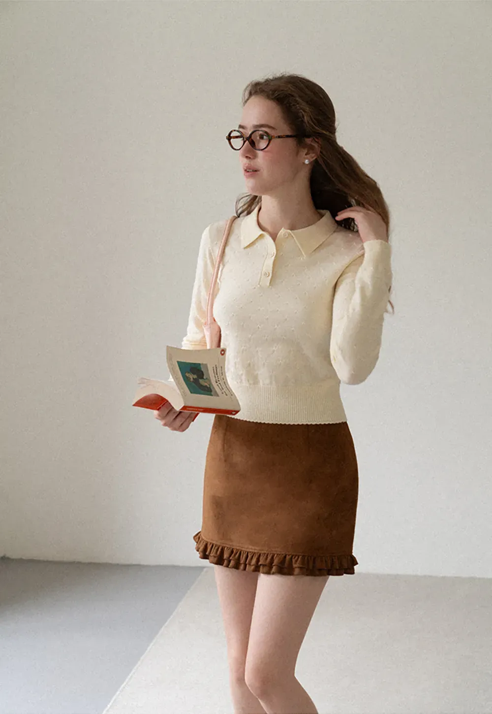 Collar Neck Long Sleeve Knit Sweater